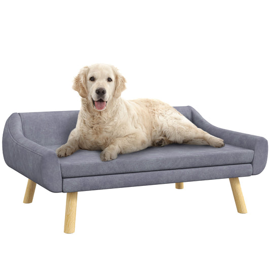 PawHut Dog Couch with Soft Cushion in Grey