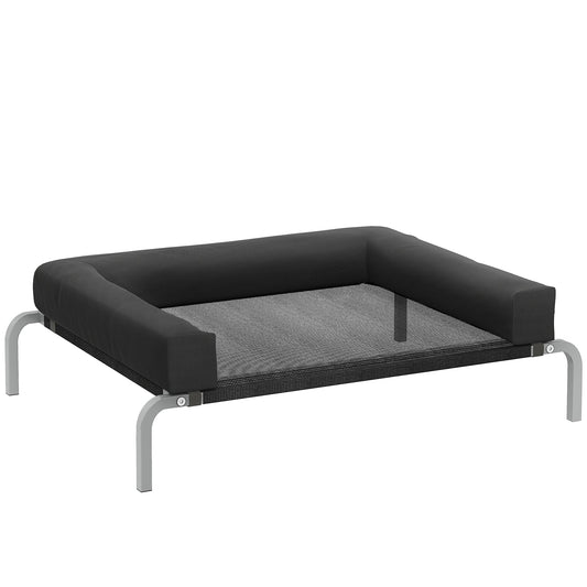 PawHut Elevated Dog Bed with Removable Bolsters in Black