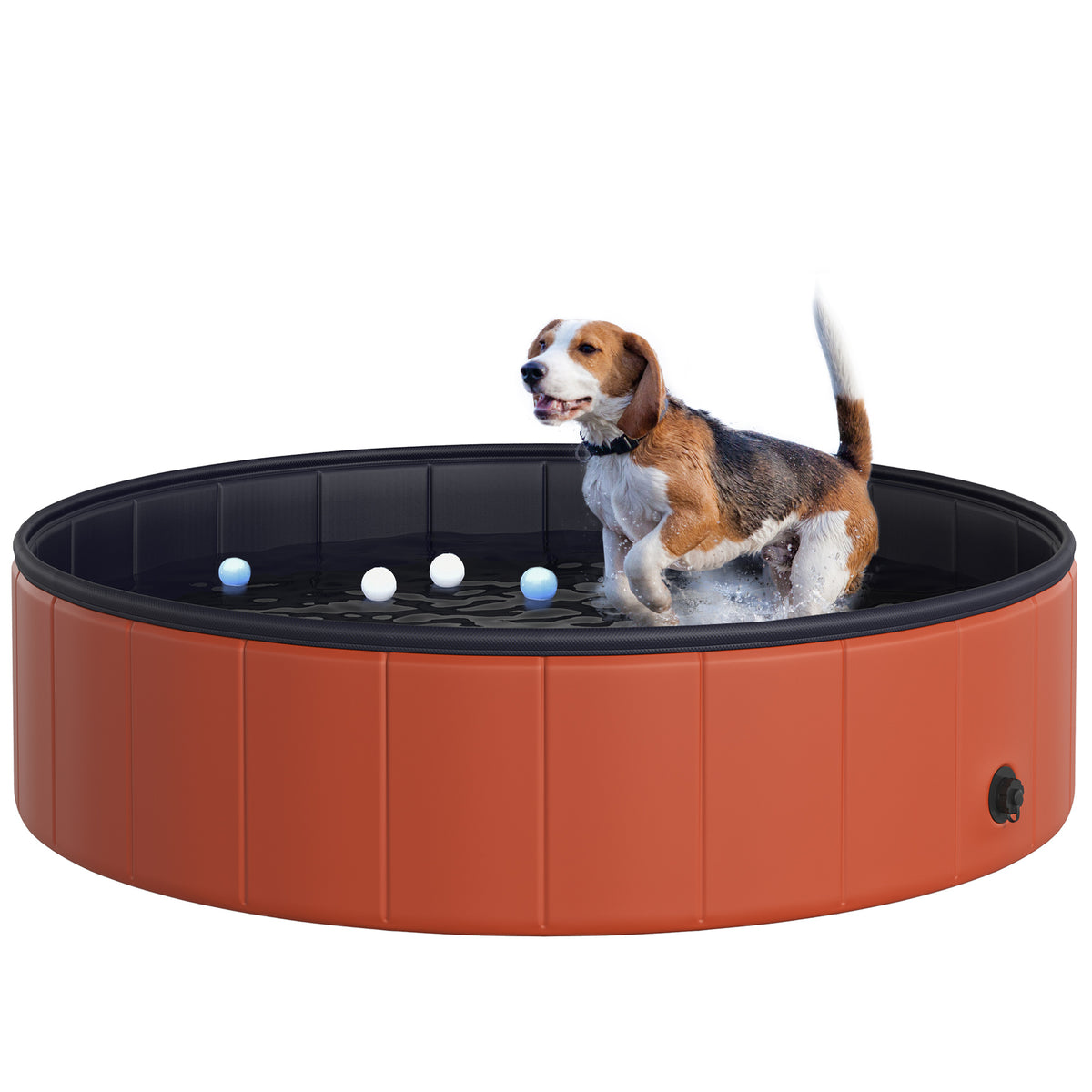 PawHut Foldable Dog Pool for Puppies and Ducks, Thickened PVC Dog Paddling Pool Bath Tub Hard Board, Anti-Slip Bottom and Drainage Hole, 120 x 30cm, Red and Blue
