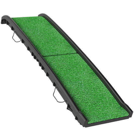 PawHut Foldable Dog Ramp with Artificial Anti-slip Surface in Black