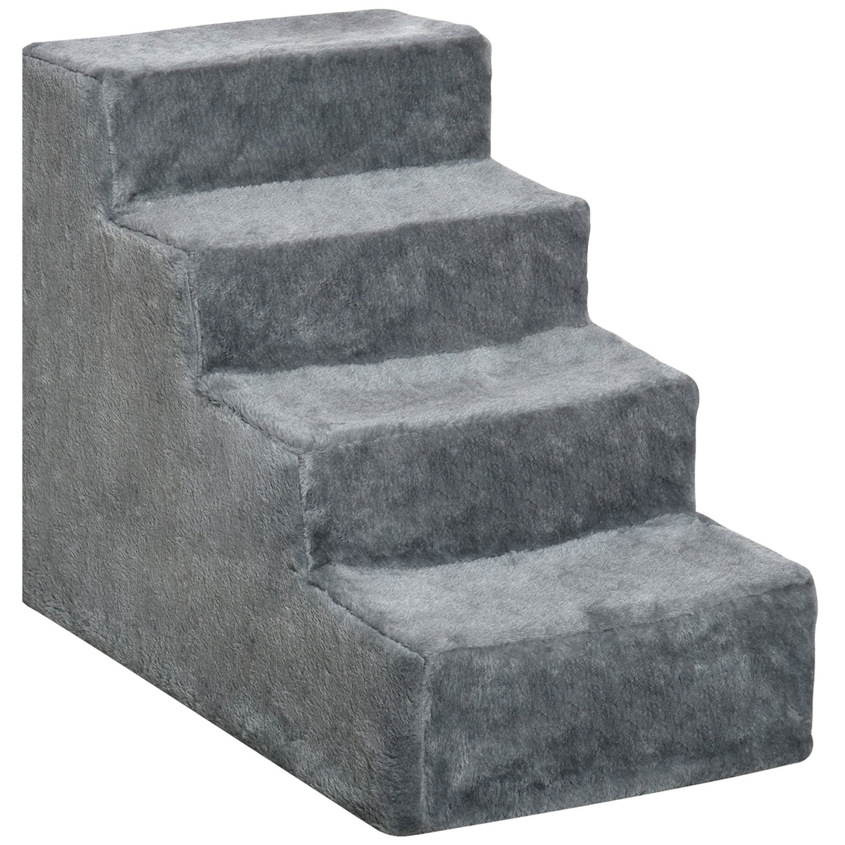PawHut Four-Step Dog Stairs in Light Grey