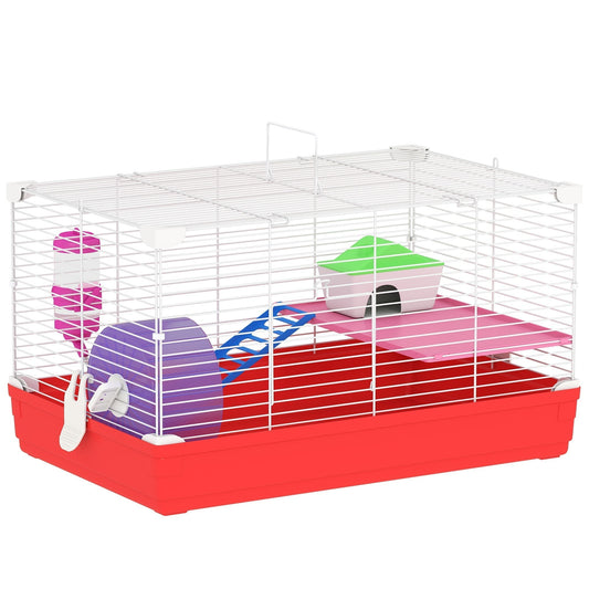 PawHut Hamster Cage in Red and White