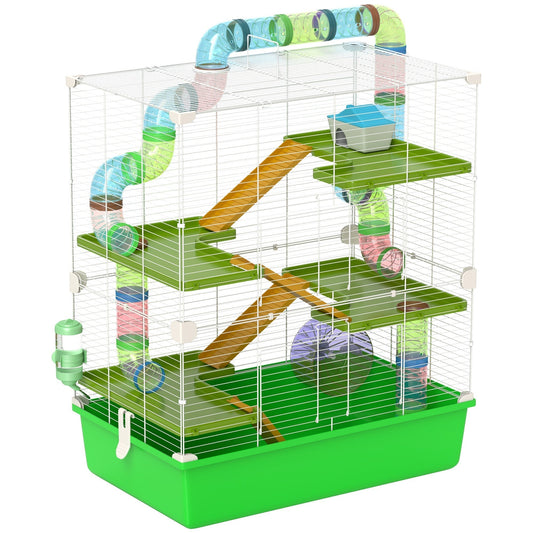 PawHut Hamster Cage w/ Water Bottle in Green