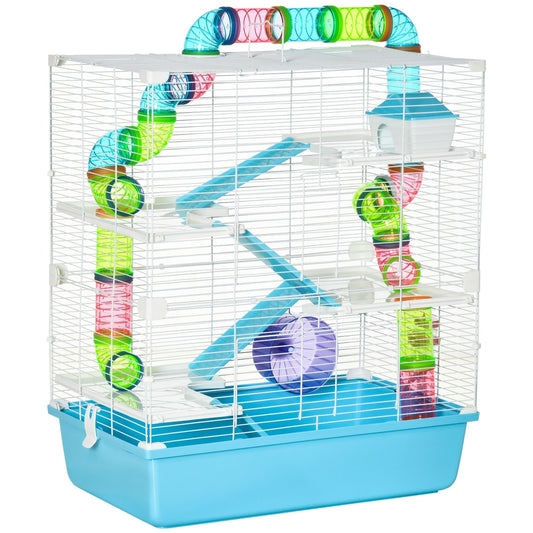 PawHut Hamster Cage w/ Water Bottle in Light Blue