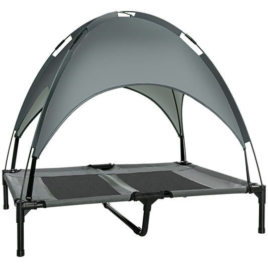 PawHut Outdoor Dog Bed with Removable Canopy in Grey