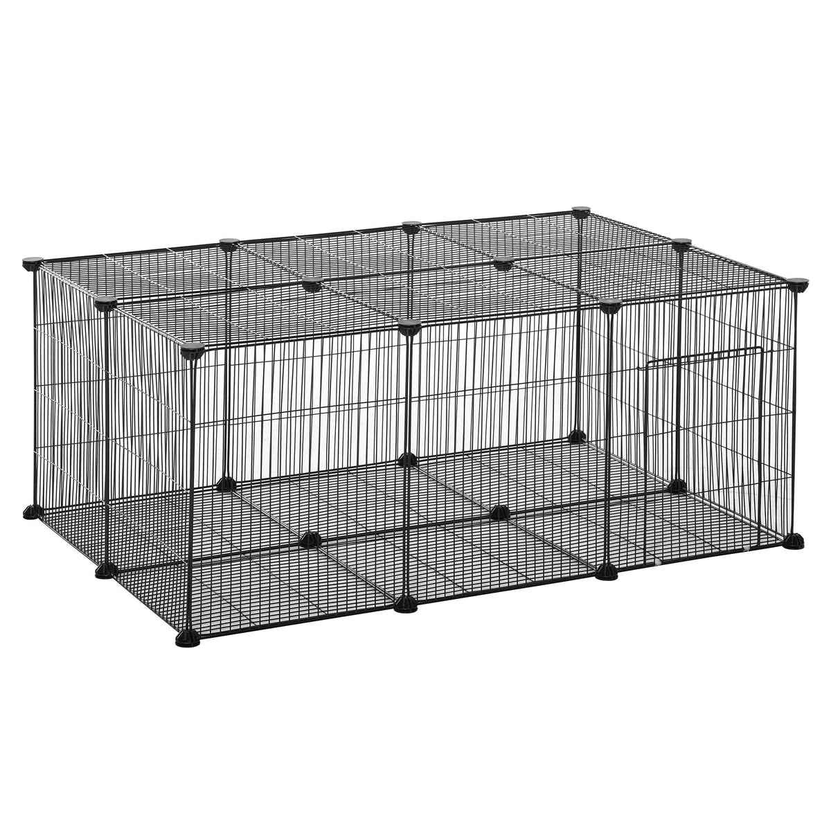 PawHut Pet Playpen DIY Small Animal Cage Metal Fence in Black
