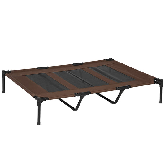 PawHut Raised Dog Bed Cooling Elevated Pet Cot in Brown