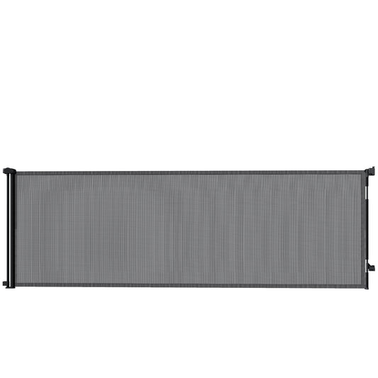 PawHut Retractable Dog Gate, Extends to 300 cm Wide & 104 cm Tall, Mesh Pet Gate Single Hand Operation, for Stairs Doorways