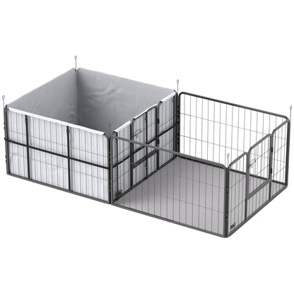 PawHut Seven-Panel Dog Whelping Box, Dog Playpen with Washable Whelping Pads, Wind-Resistant Fabric, for Small and Medium Dogs