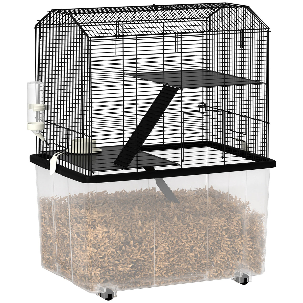 PawHut Three-Tier Gerbil Cage in Black