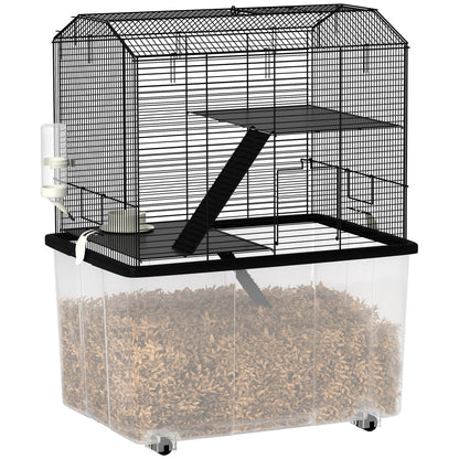 PawHut Three-Tier Gerbil Cage in Black
