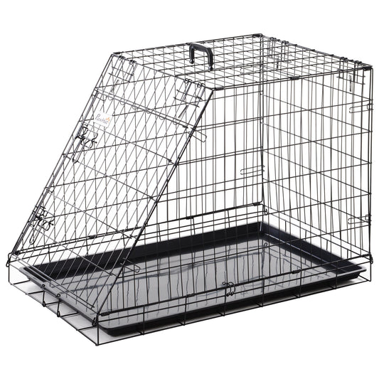 Pawhut Trapeze Collapsible Dog Pet Travel Box Cage Removable Tray 93 x 58 x 65cm