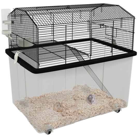 PawHut Two-Tier Gerbil Cage in Black