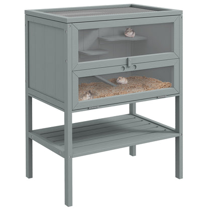 PawHut Wooden Hamster Cage in Grey