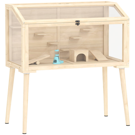 PawHut Wooden Hamster Cage in a Natural Wood Finish