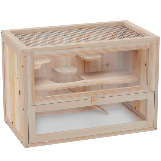 PawHut Wooden Hamster Cage in a Natural Wood Finish