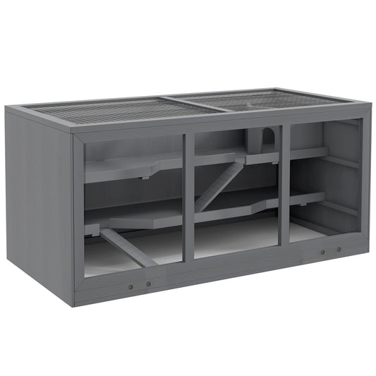 PawHut Wooden Hamster Cage in Grey
