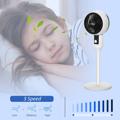 HOMCOM 9'' Air Circulator Fan 3 Speed, 70 Oscillation 90 Vertical Tilt, Carry Handle, Pedestal Fan, Pedestal Fan for Living Room, Bedroom, Office, White and Black