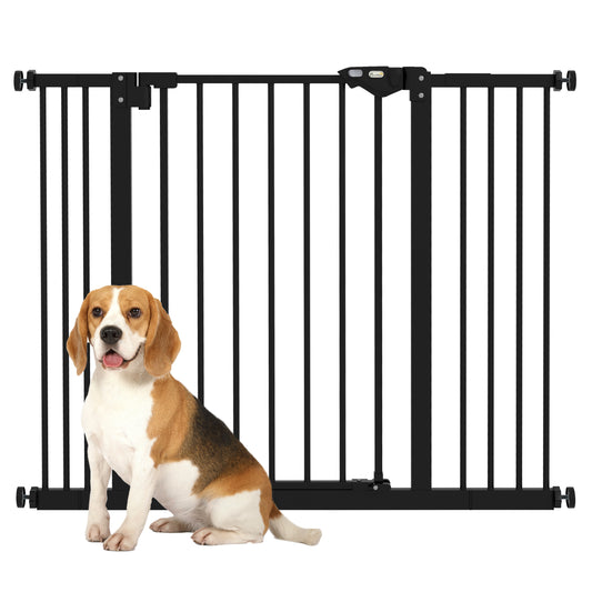 PawHut Metal 74-100cm Wide Adjustable Dog Gate Black