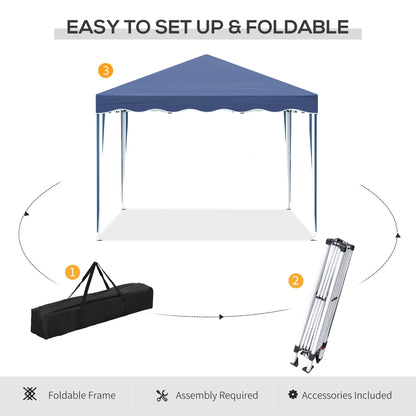 Outsunny 3x3(m) Pop Up Gazebo Canopy, Foldable Tent with Carry Bag, Adjustable Height, Wave Edge, Garden Outdoor Party Tent, Blue