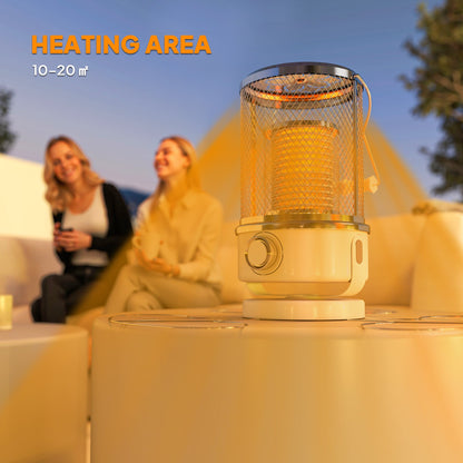 Outsunny 2000W Patio Electric Heater with 10-20ãŽ¡ Coverage, Separation Coil, Freestanding Outdoor Infrared Heater with Tip-Over Protection, Overheat Protection, Handle for Indoor and Outdoor Use, White