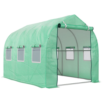 Outsunny Polytunnel Greenhouse with Windows and Door, Walk in Greenhouse for Garden, Backyard (3 x 2 M)