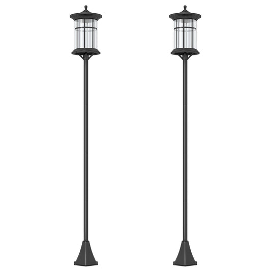 Outsunny Set of Two 1.8m Traditional Style Solar Lamp Posts - Black