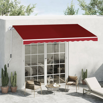 Outsunny Garden Patio Manual Retractable Sun Shade Patio Awning Outdoor Deck Canopy Shelter, 2.5mx2m (Dark Red)