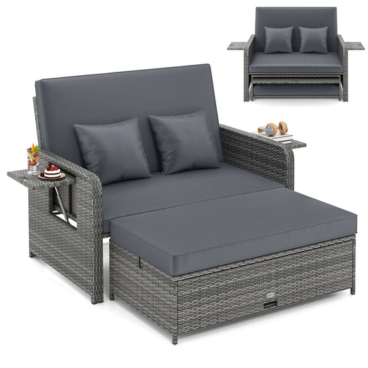 PE Wicker Outdoor Daybed in Grey