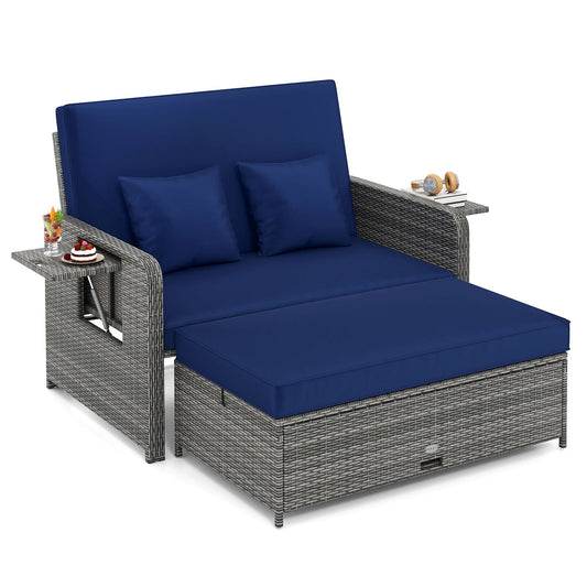 PE Wicker Outdoor Daybed in Navy