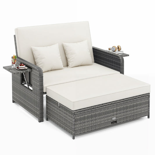 PE Wicker Outdoor Daybed in White
