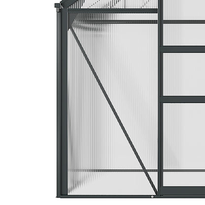 Outsunny 6 x 6ft Poliwęglanowa szklarnia, duża szklarnia z drzwiami przesuwnymi i oknem, domek do uprawy roślin ogrodowych z aluminiową ramą i fundamentem, szary