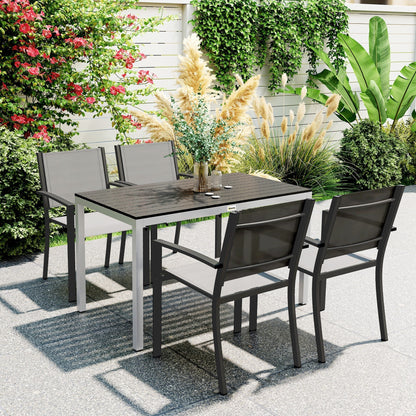 Outsunny Garden Table for 4-6, 120 x 70 cm Outdoor Dining Table with Rust-Resistant Aluminium Frame, Easy Maintenance Slatted Top, for Patio, Terrace, Balcony, Black