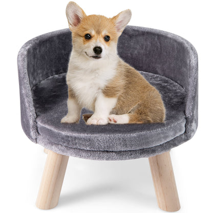 Pet Bed Sofa Wooden Couch in Grey