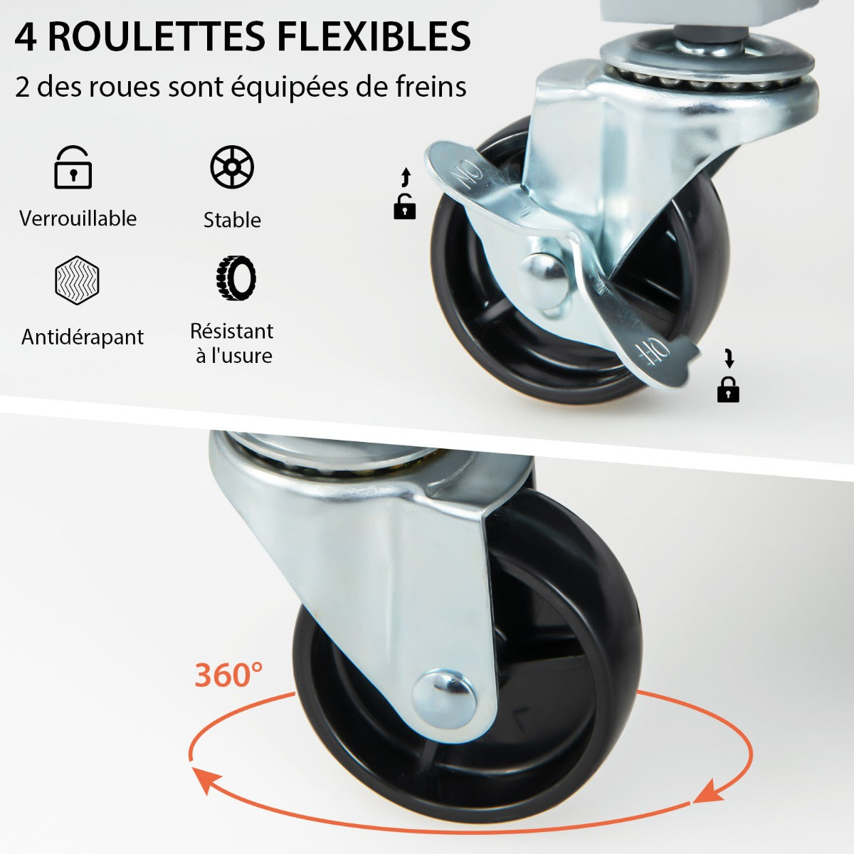 Mobile Kitchen Island Cart Rolling Kitchen Island with Rubber Wood Top-Grey