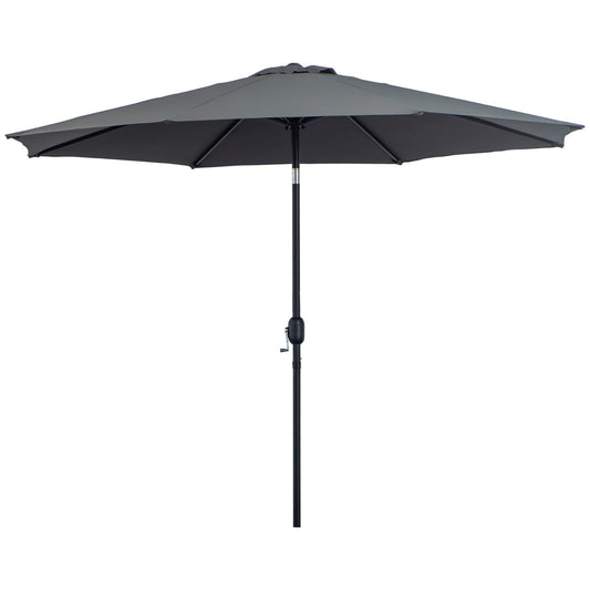Parasol ogrodowy Outsunny 3(m) z odchylanym parasolem, markiza zewnętrzna z 8 żebrami, odchylana i korbowa, na balkon, ławka, ogród, ciemnoszary