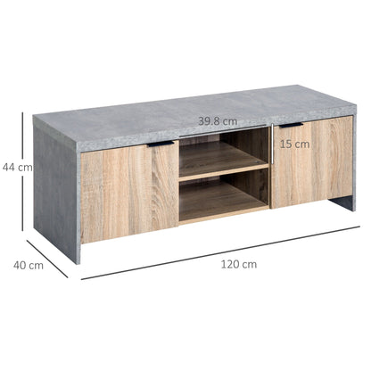 Wooden TV Unit 1.2M TV Stand Cabinet Home Media Centre DVD CD Storage Unit Entertainment Station Living Room Furniture-Grey