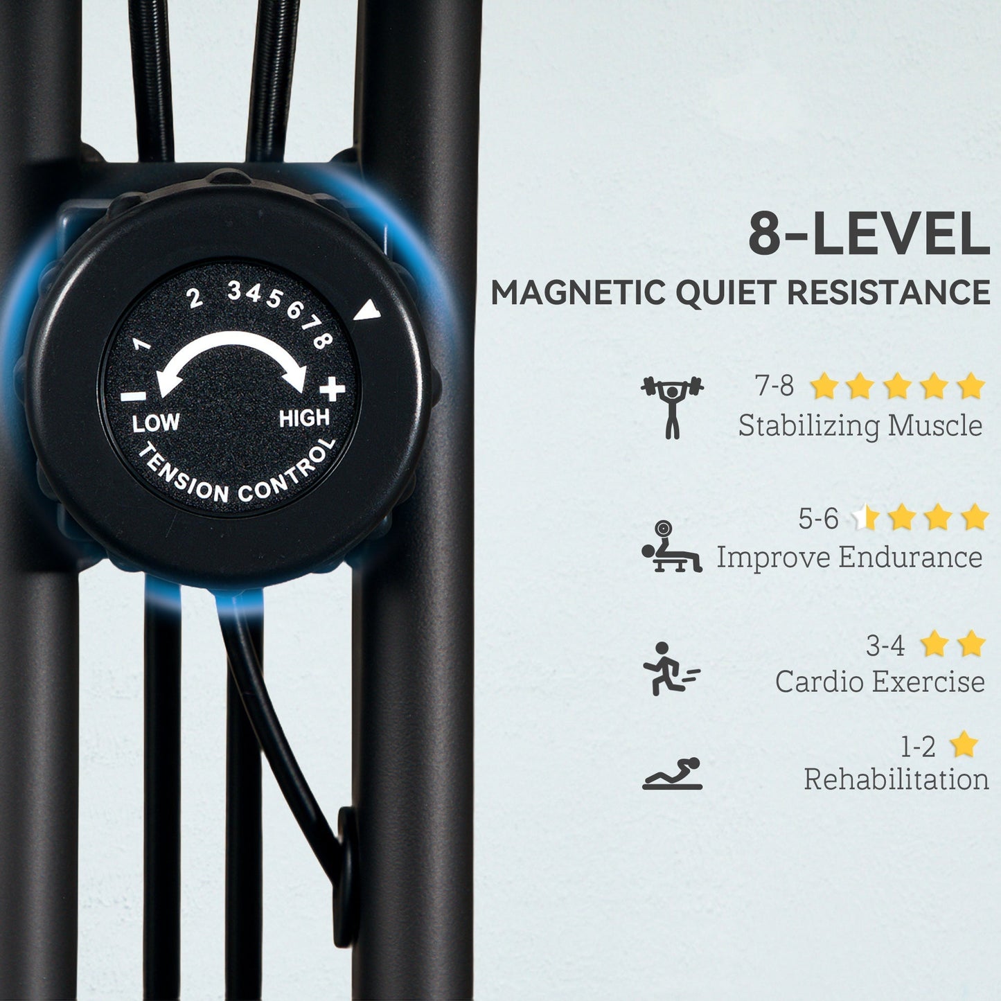 SPORTNOW Five-in-one Foldable Exercise Bike, Stationary Bike with Arm Workout Bands, LDC Monitor, Phone Holder, Black