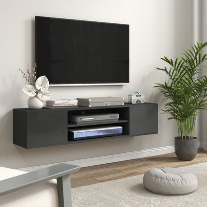 HOMCOM Floating TV Stand Cabinet for TVs up to 60", Wall Mounted TV Unit, Grey