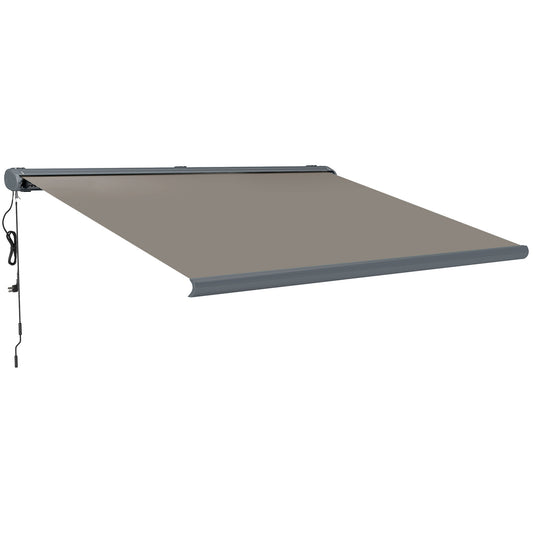 Outsunny Full Cassette Electric Awning with Remote Controller in Light Grey