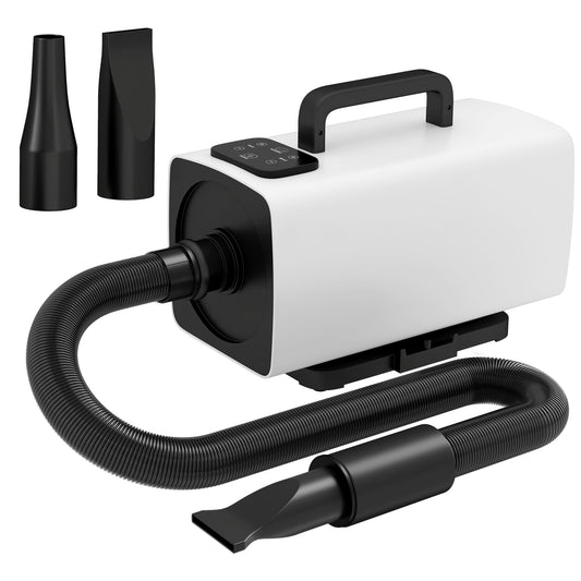 PawHut 2200W Dog Hair Dryer with Auto Adjustable Temperature & Airflow, 3 Nozzles, Digital Screen, for Dogs Cats, White