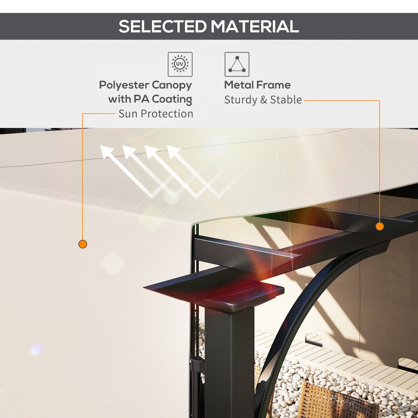 Outsunny 3 x 3(m) Pergola zewnętrzna, ogrodowa pergola z regulowanym zadaszeniem, beżowa