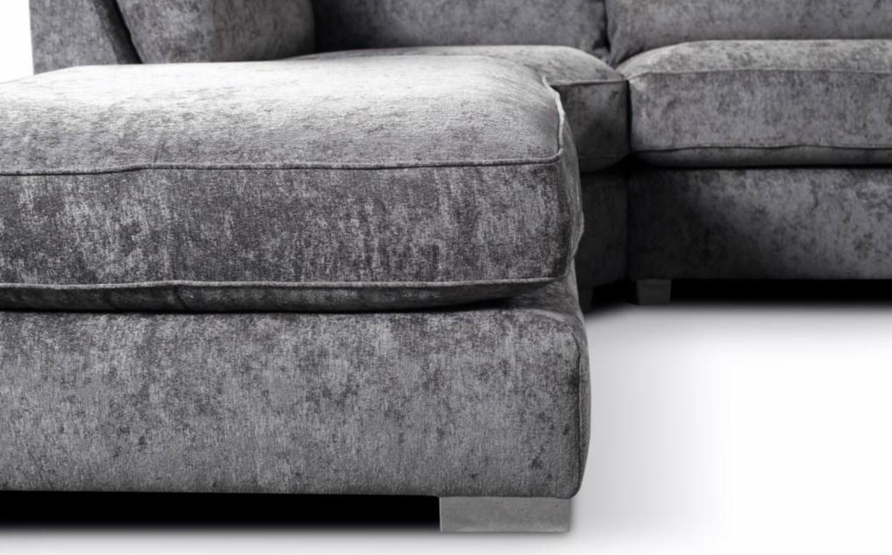 Bishop Luxe Soft Chenille U Shape Scatter Back Corner Sofa Grey