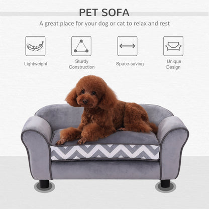 Pawhut 73.5Lx41Wx33H cm Pet Sofa-Grey/Black