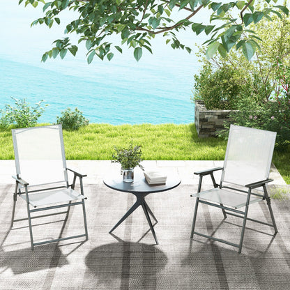 4 Pieces Patio Folding Chairs with Rustproof Metal Frame-White