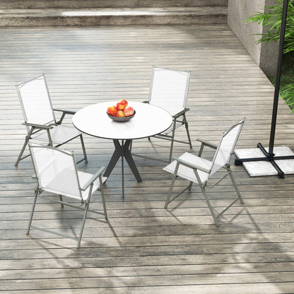 4 Pieces Patio Folding Chairs with Rustproof Metal Frame-White