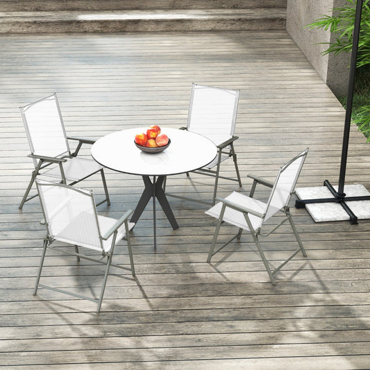 4 Pieces Patio Folding Chairs with Rustproof Metal Frame-White