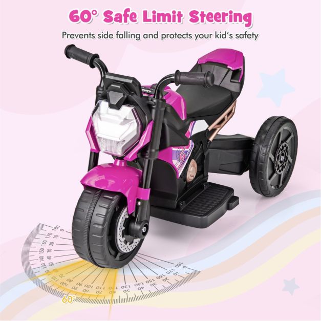 6V Kids Ride-on Motorcycle with 2-wheel/3-wheel Conversion &amp; Detachable Training Wheels-Pink