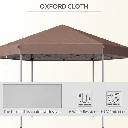 Outsunny 4m x 4m Hexagonal Metal Frame Garden Gazebo Brown