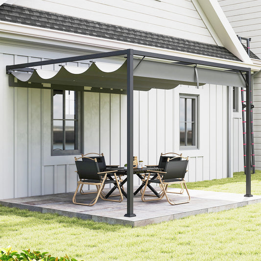 Outsunny 3 x 3(m) Pergola zewnętrzna z chowanym daszkiem - szara